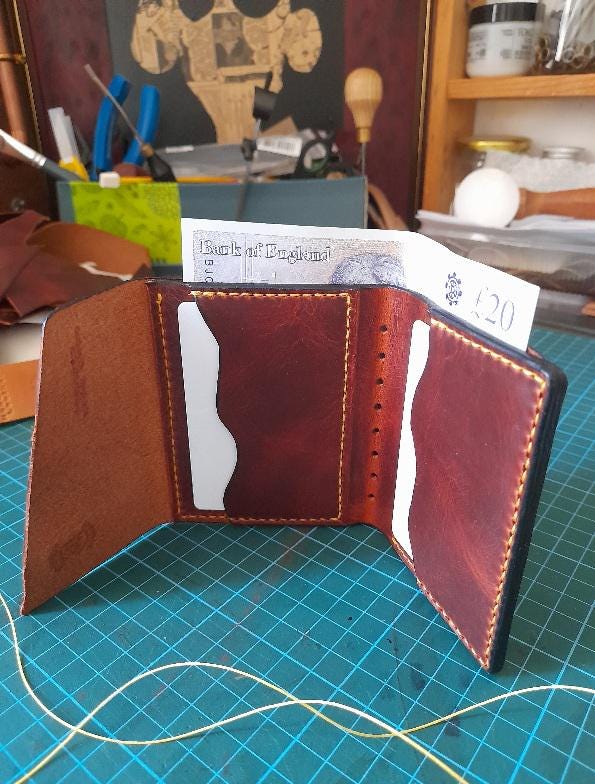 Handmade Leather Cash and Card Wallet – Hand Stitched