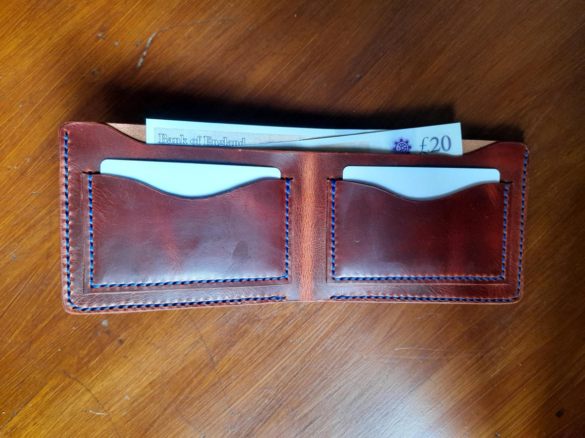 Handmade Men's Leather Bifold Wallet – Hand Stitched