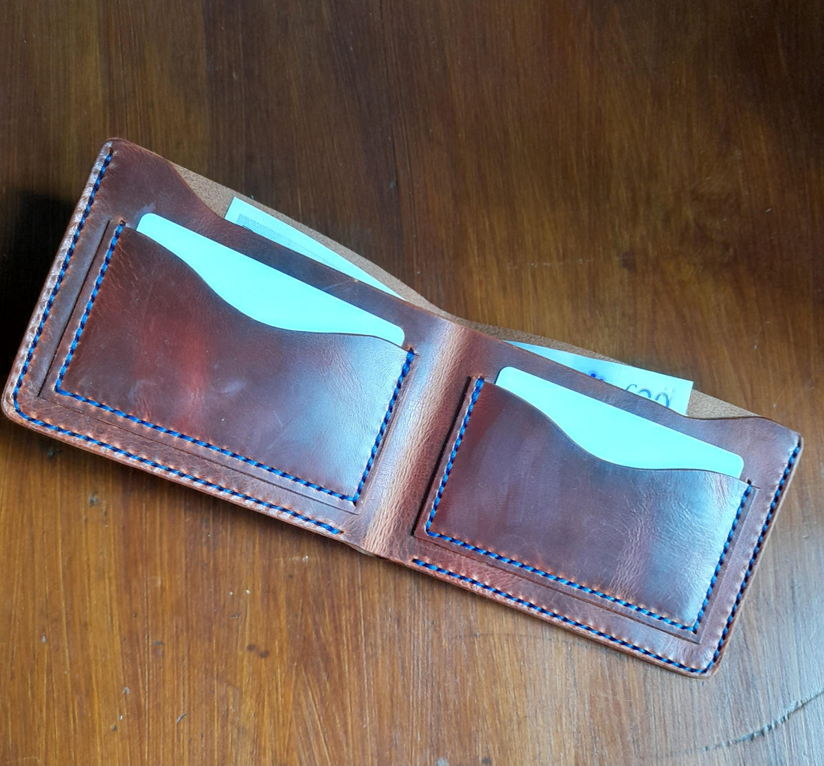Handmade Men's Leather Bifold Wallet – Hand Stitched