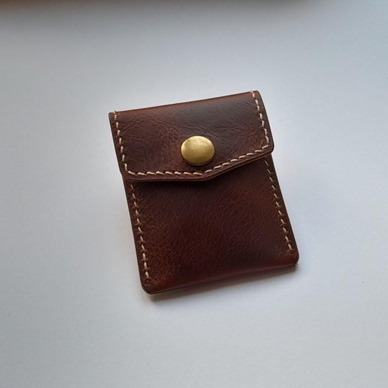 Handmade Italian Leather Coin Purse – Full-Grain Chestnut