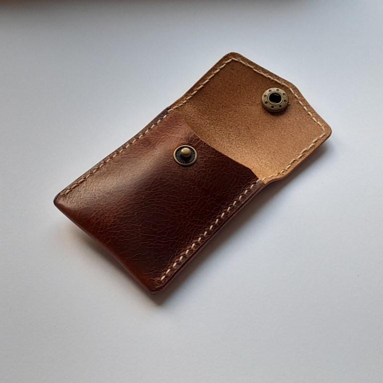 Handmade Italian Leather Coin Purse – Full-Grain Chestnut