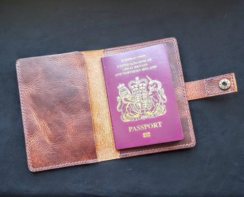 Handmade Leather Passport Cover and Travel Wallet
