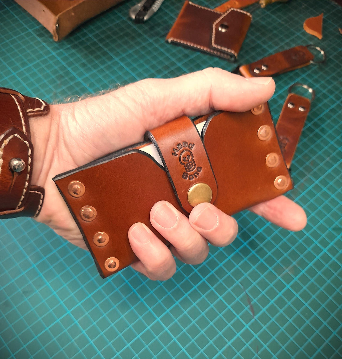 Handmade Steampunk Rivet Leather Card Wallet