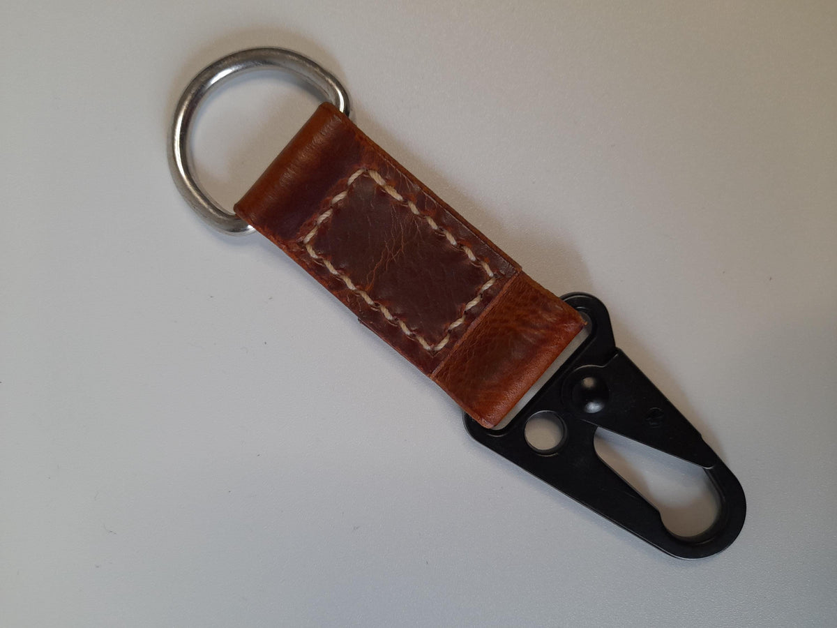 Handmade Leather Key Loop with Spring Clip