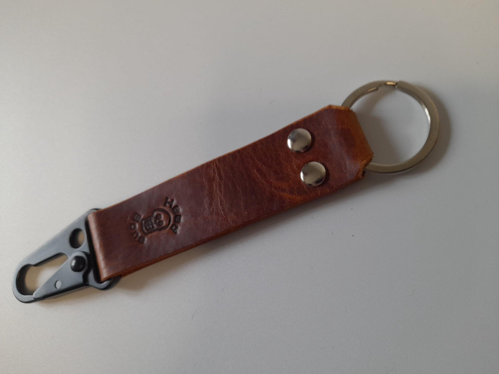 Handmade Italian Leather Key Fob Strap with Clip