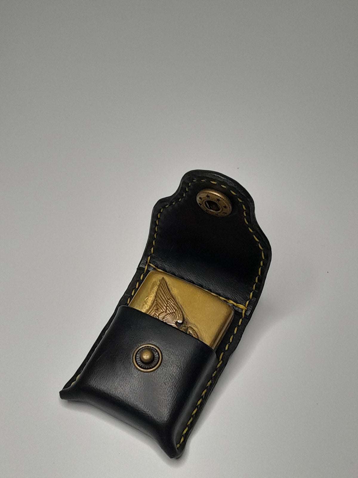 Handmade Black Leather Zippo Lighter Case