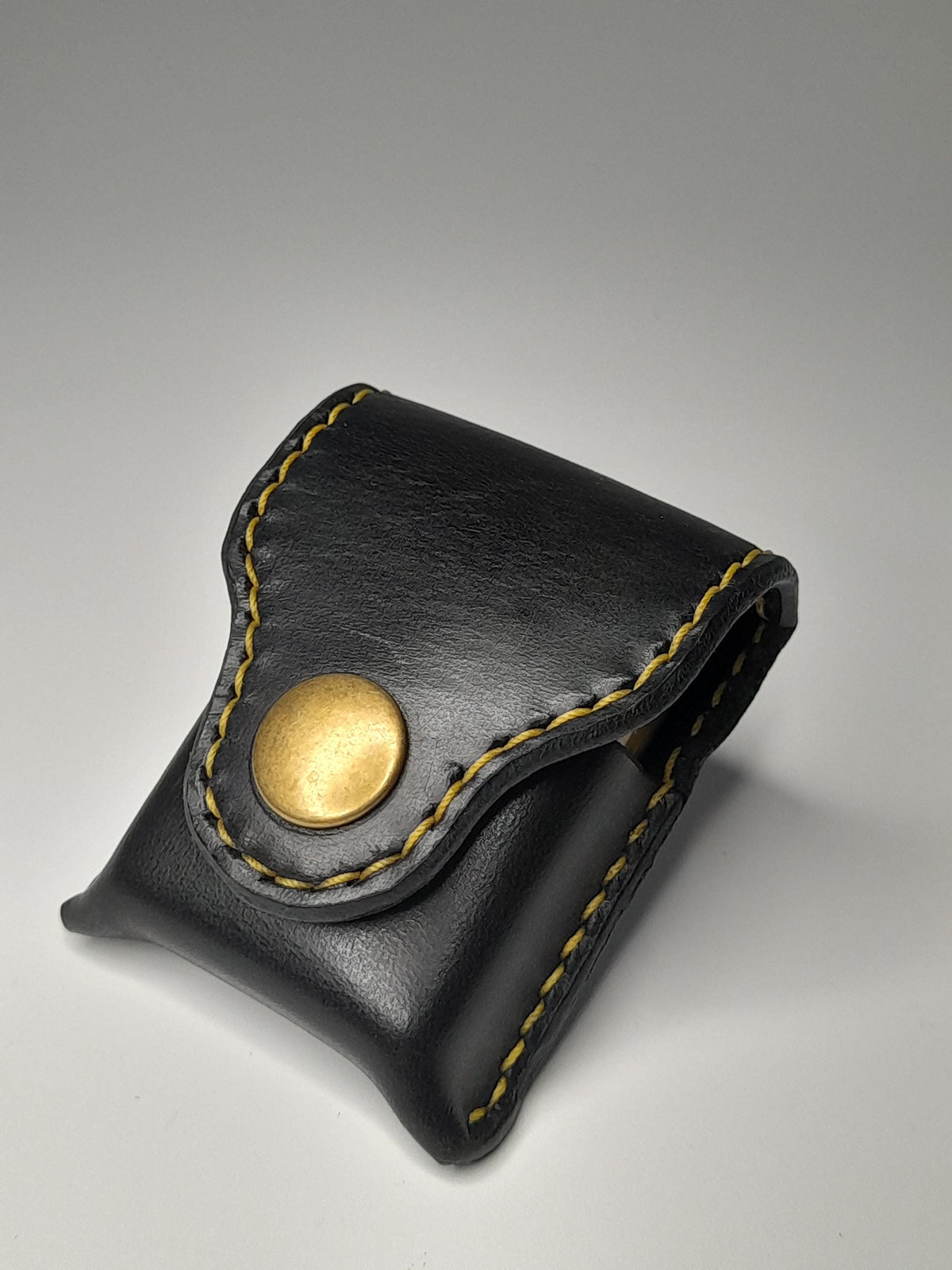 Handmade Black Leather Zippo Lighter Case
