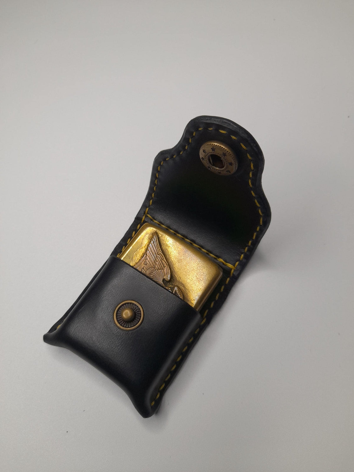 Handmade Black Leather Zippo Lighter Case