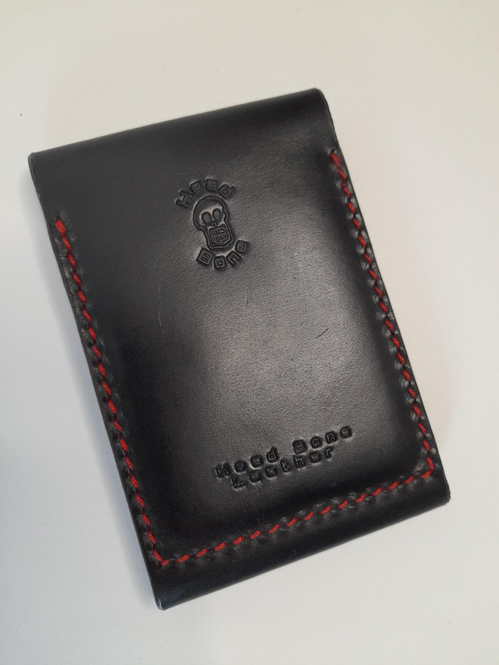 Handmade Black Leather Card Wallet – Hand Stitched