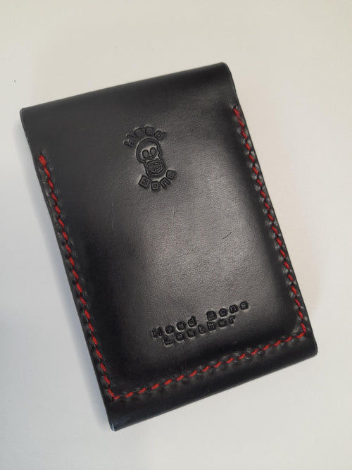 Handmade Black Leather Card Wallet – Hand Stitched