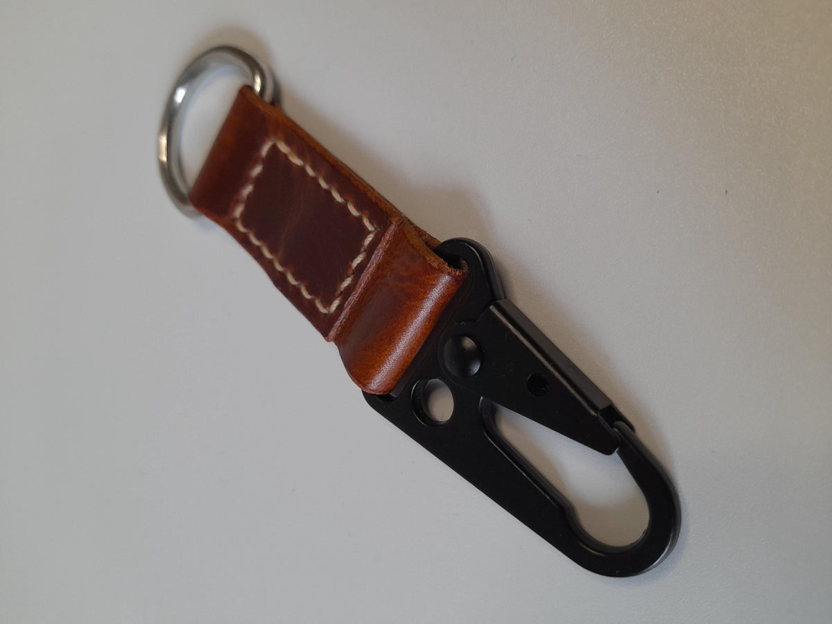 Handmade Leather Key Loop with Spring Clip