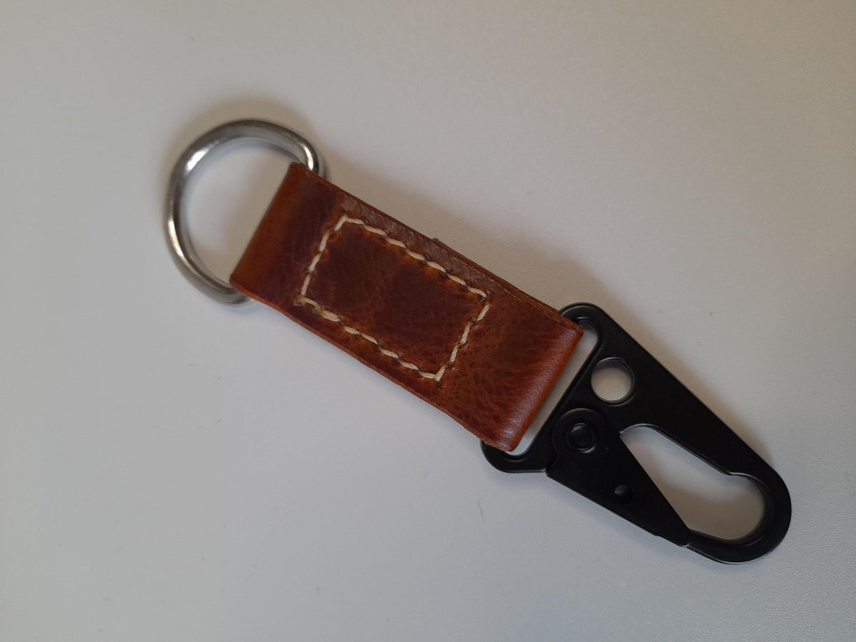 Handmade Leather Key Loop with Spring Clip