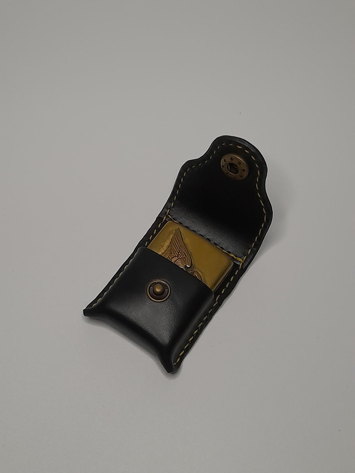 Handmade Black Leather Zippo Lighter Case