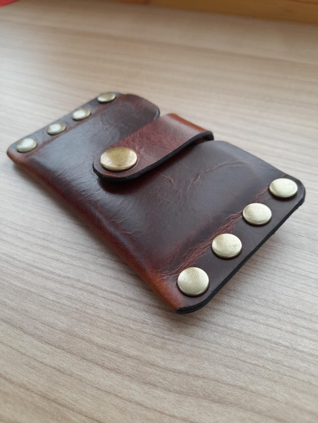 Handmade Luxury Studded Leather Card Wallet