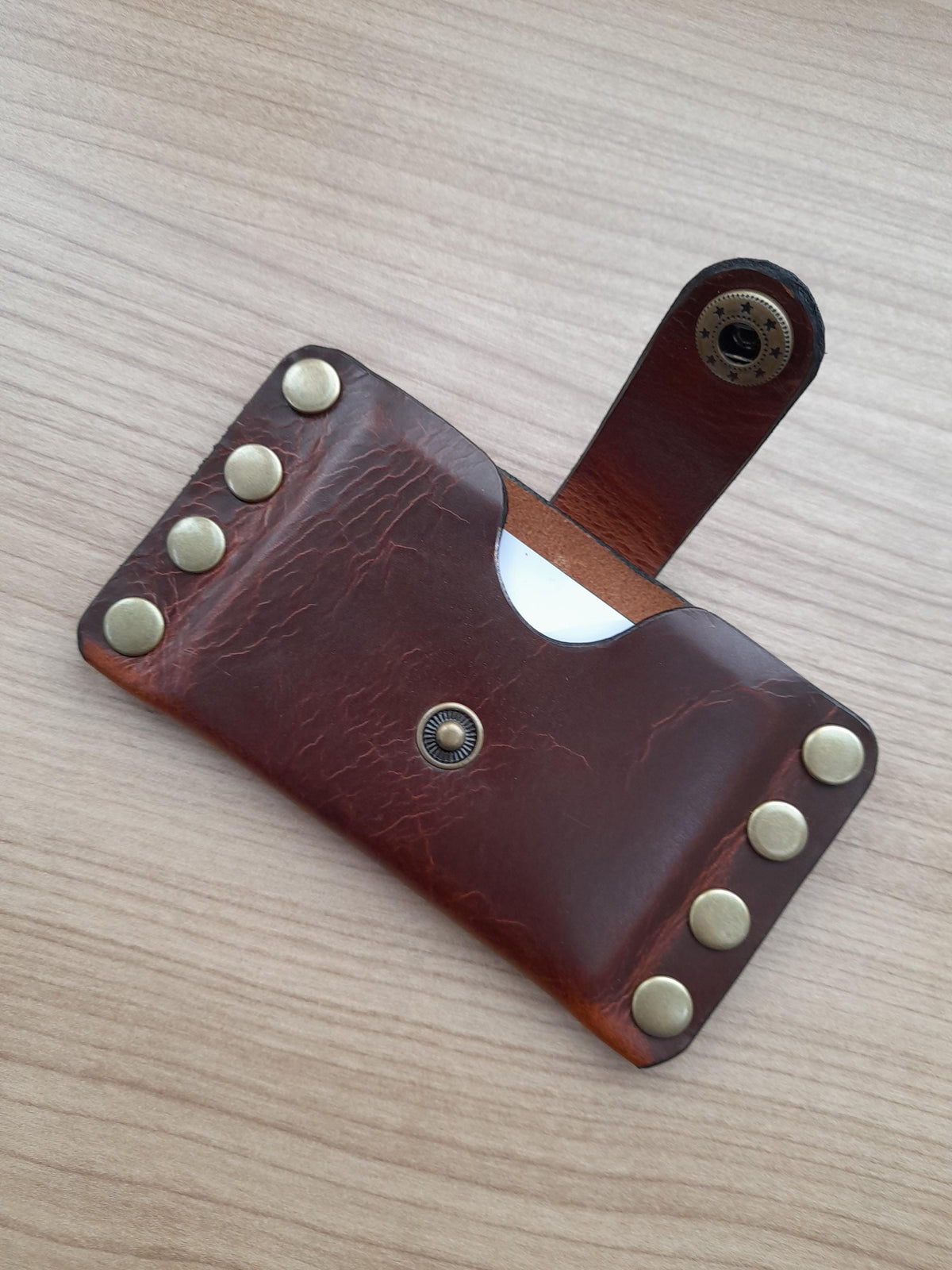 Handmade Luxury Studded Leather Card Wallet