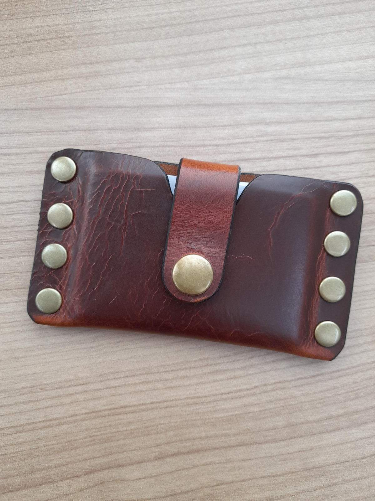 Handmade Luxury Studded Leather Card Wallet