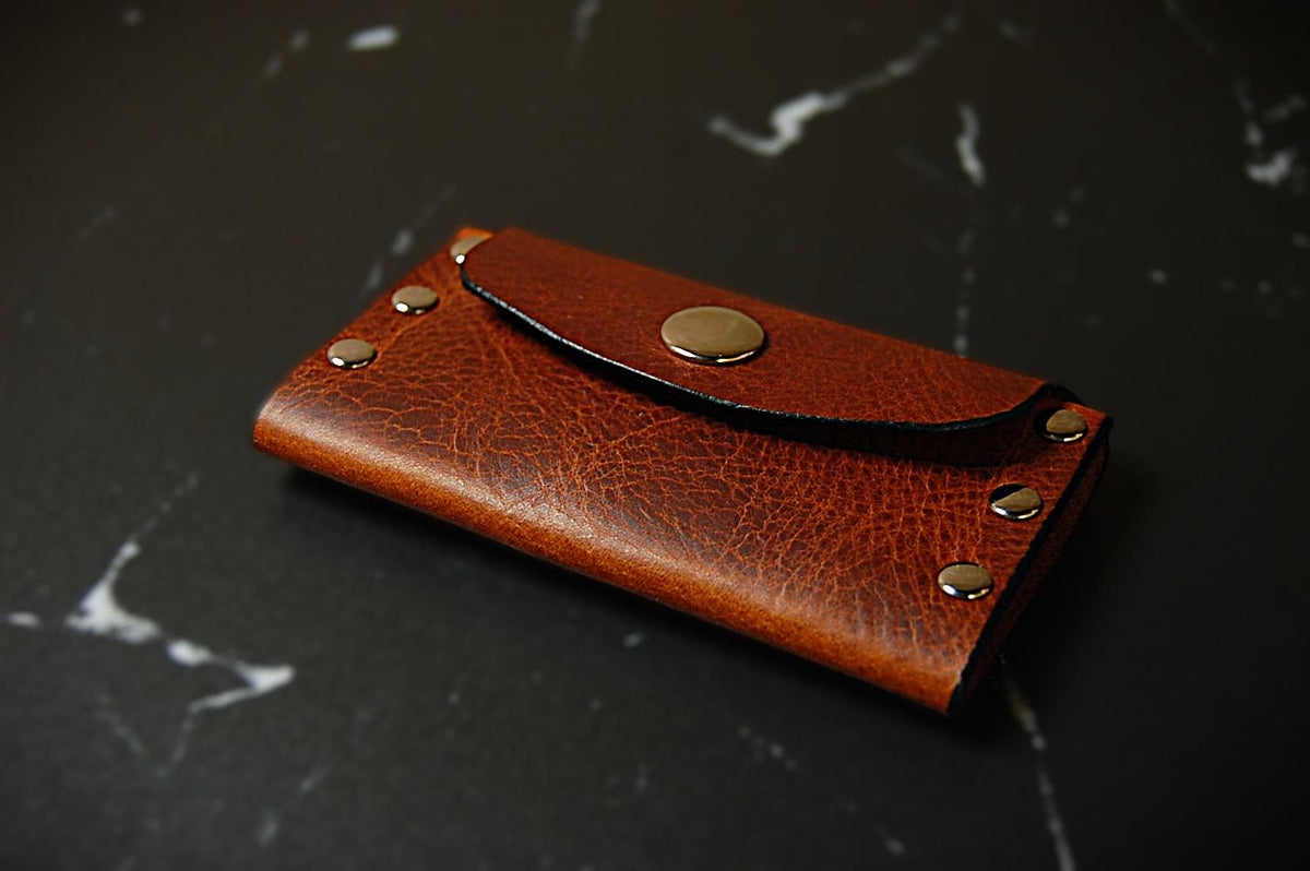 Handmade Silver Studded Leather Card Wallet