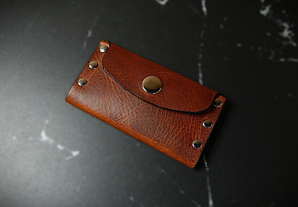 Handmade Silver Studded Leather Card Wallet